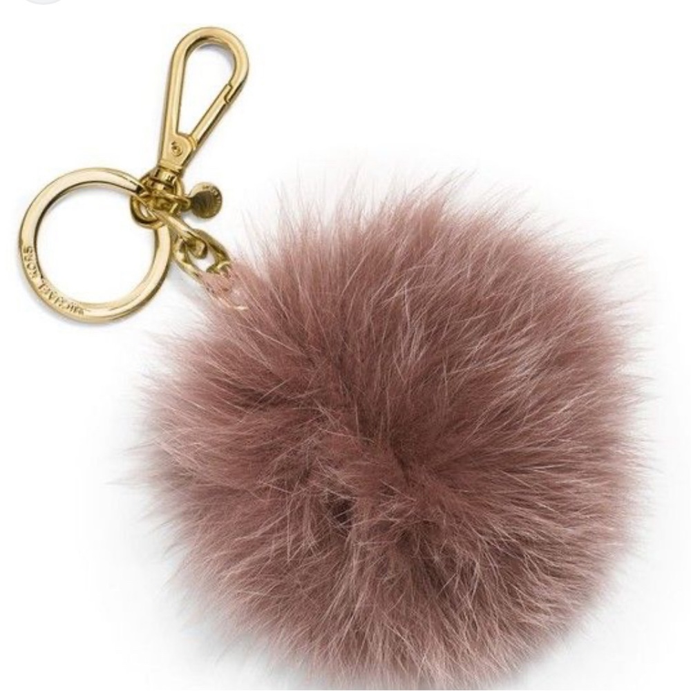 Michael Kors pompom fur key chain